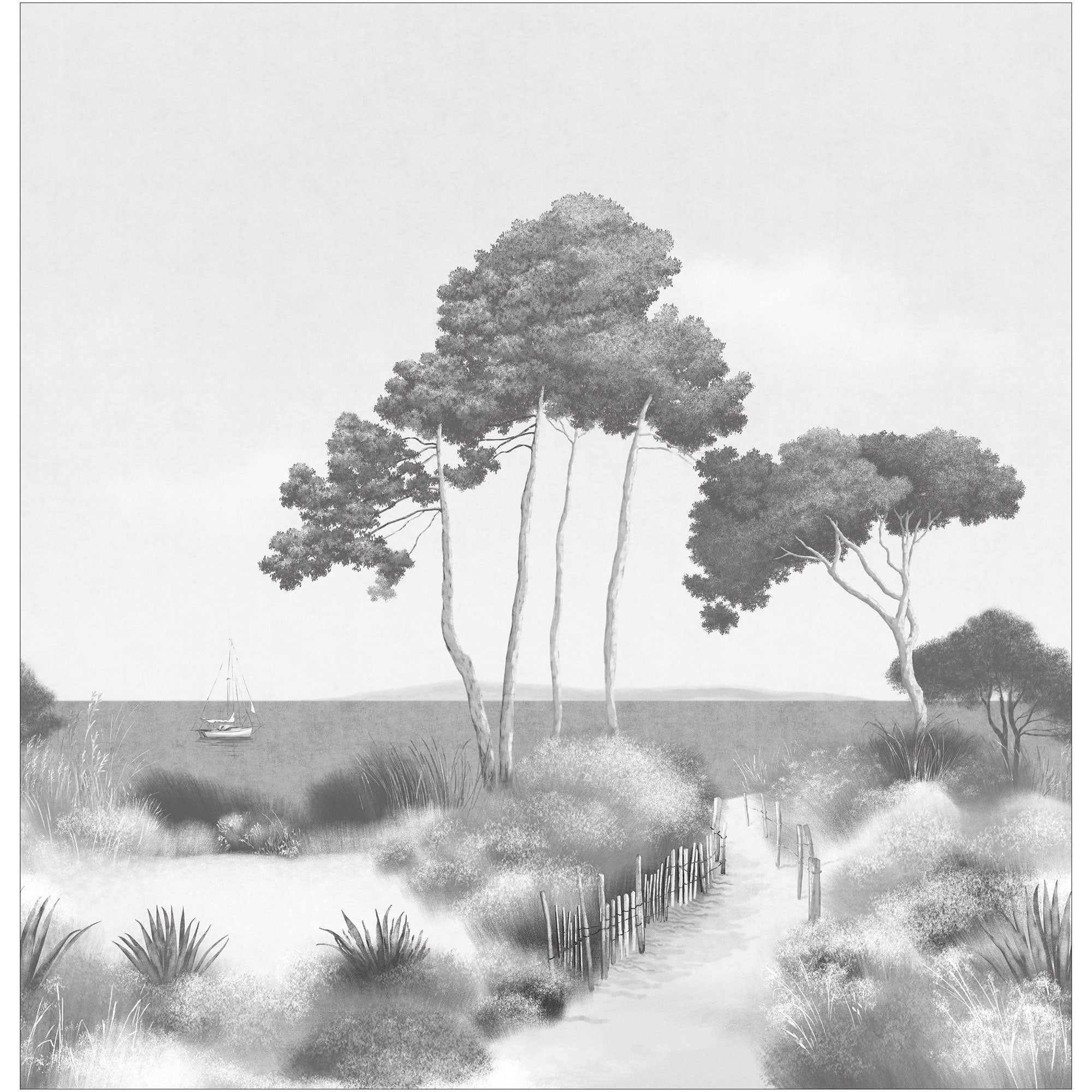 107270909 Seaside Noir Et Blanc Mural by Caselio