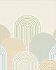 Arched Line Green Blue Mix & Stripes Mural by Caselio