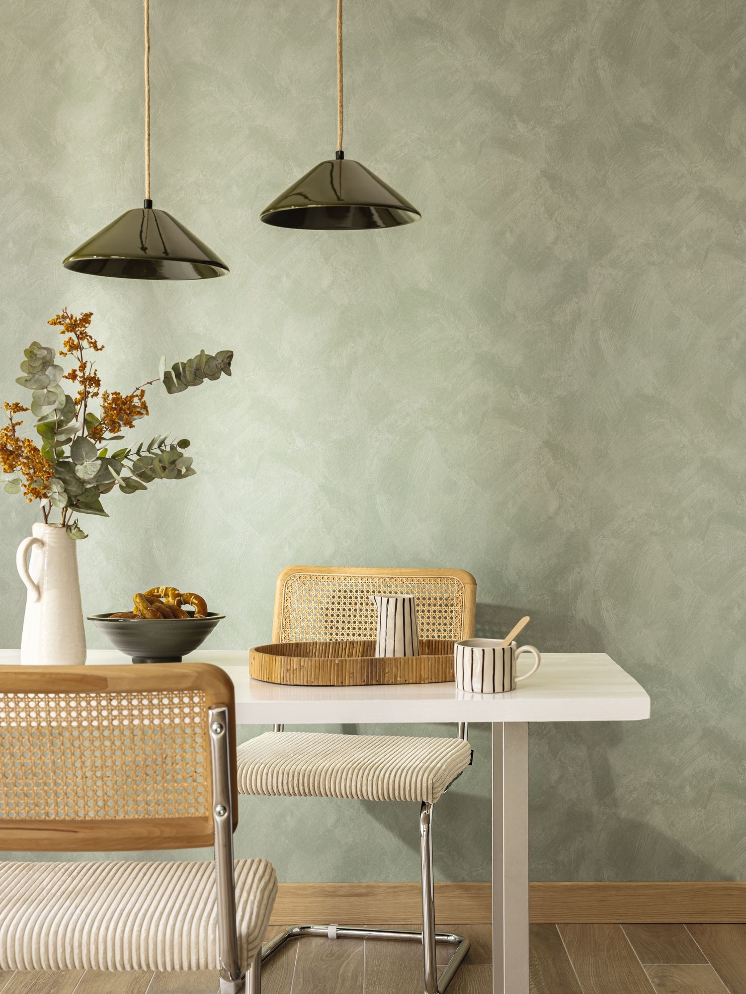 MIP106087456 Uni Mat Green Eucalyptus Wallpaper by Caselio
