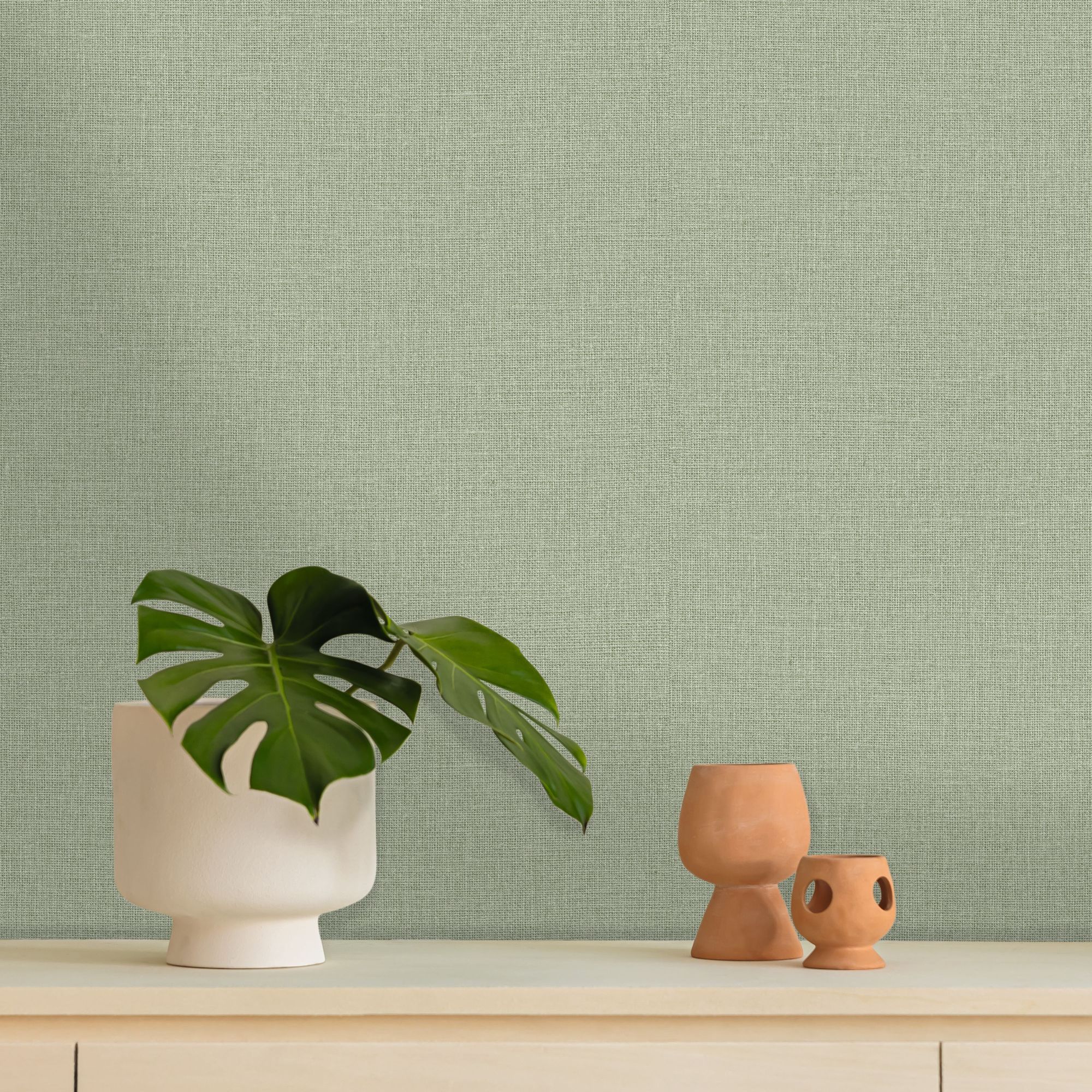 MIP104017769 Uni Mat Green Eucalyptus Wallpaper by Caselio