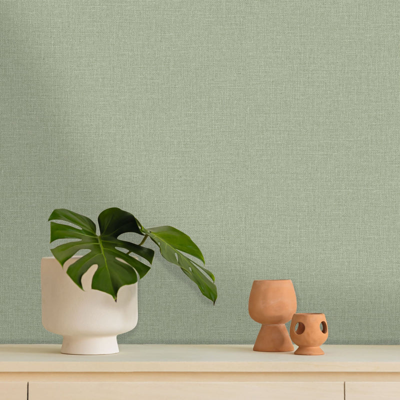 MIP104017769 Uni Mat Green Eucalyptus Wallpaper by Caselio