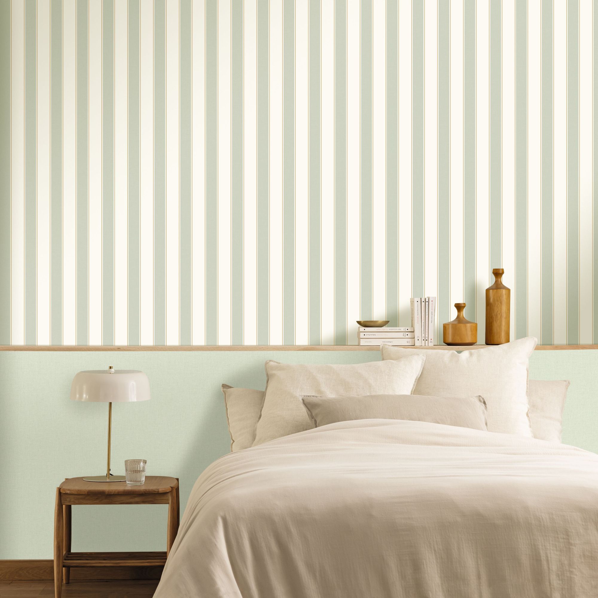 MIP106737020 Classic Lines Green Almond Gold Wallpaper by Caselio