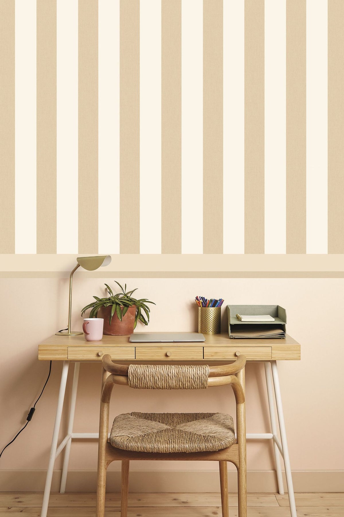 MIP104041050 Linen Lines Beige Wallpaper by Caselio