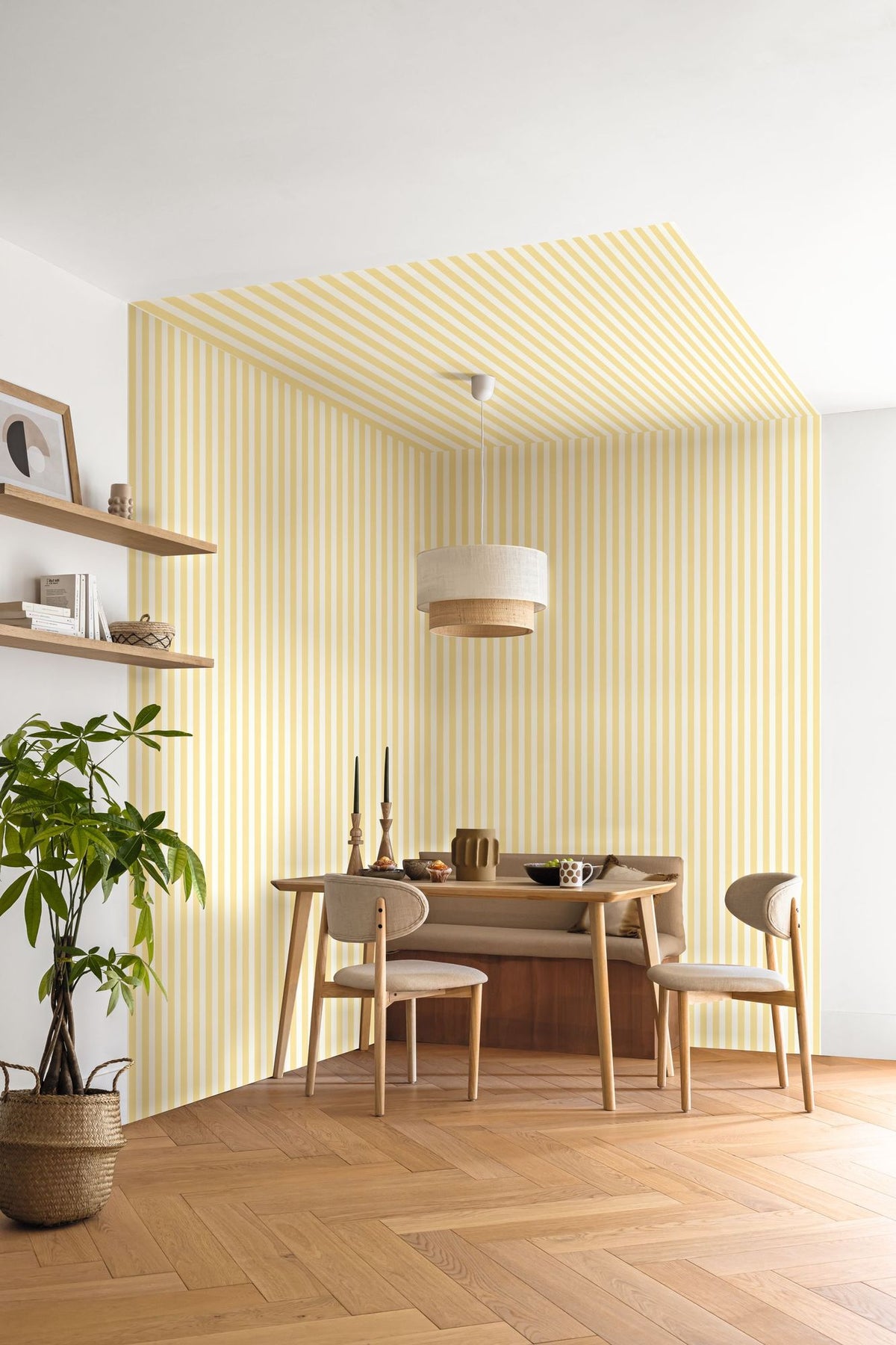 Bold Line Yellow Mix & Stripes Wallpaper by Caselio