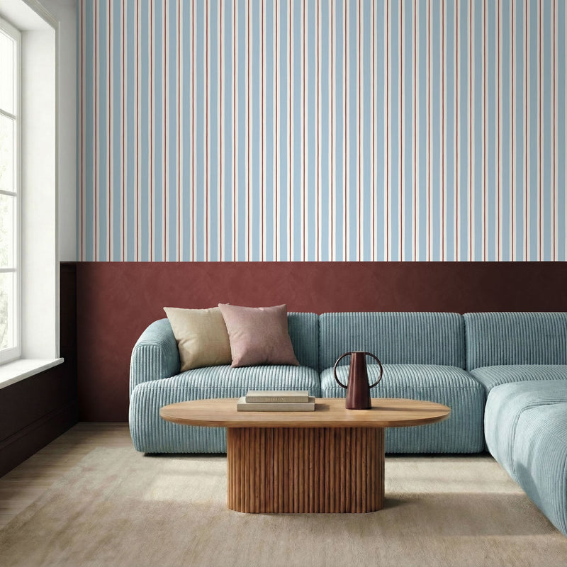 MIP107816074 Painted Line Blue Bordeaux Wallpaper by Caselio