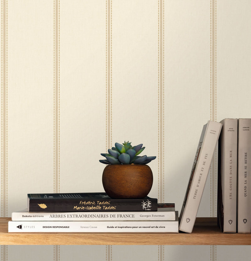 MIP107751000 Dot Line Beige Gold Wallpaper by Caselio