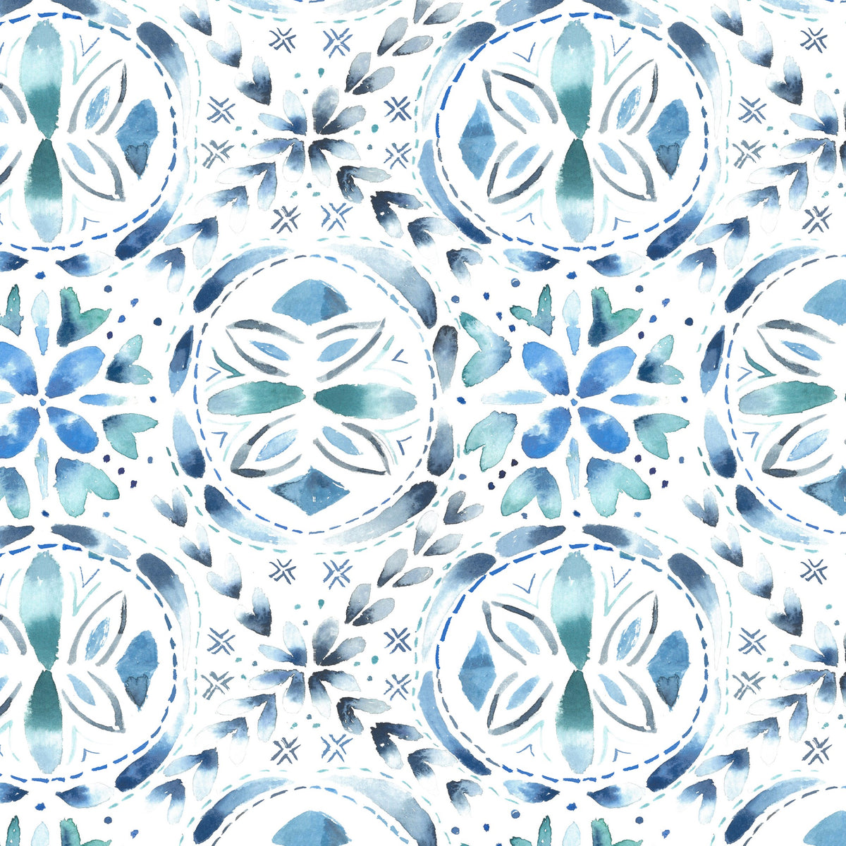 Casia Denim Country Folk Wallpaper by Voyage Maison | CASIA/WPO/DEN