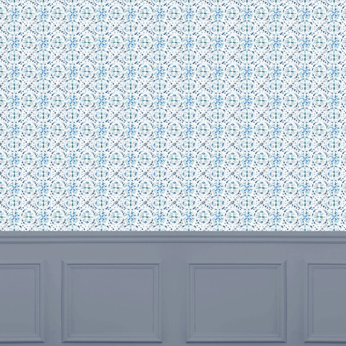 Casia Denim Country Folk Wallpaper by Voyage Maison | CASIA/WPO/DEN