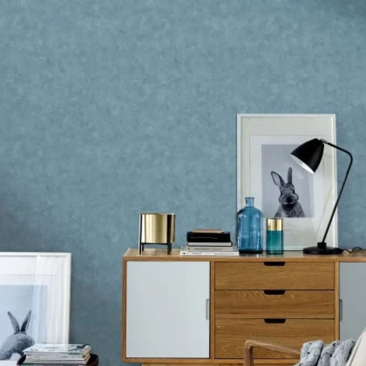 101486280 Beton Uni Bleu Maree Color Box 3 Wallpaper by Caselio