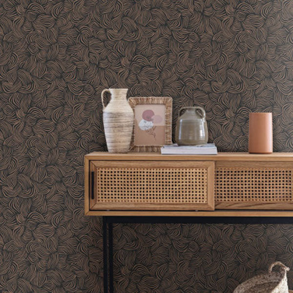 103729090 Mirage Noir Cuivre Color Box 3 Wallpaper by Caselio