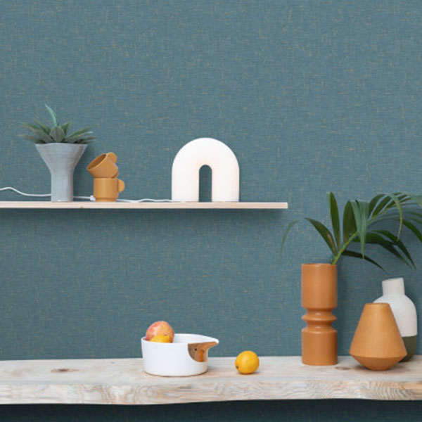 103776231 Gaze Metal Bleu Canard Or Color Box 3 Wallpaper by Caselio