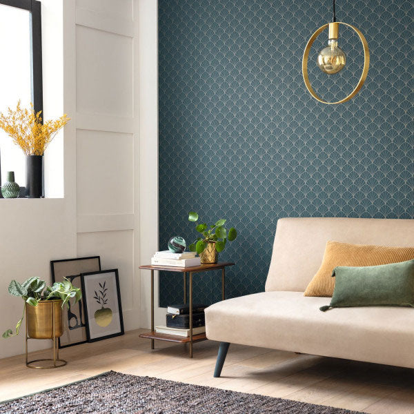 103826217 Edgar Bleu Canard Or Color Box 3 Wallpaper by Caselio