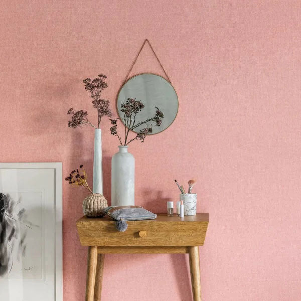 68524407 Linen Uni Rose Color Box 3 Wallpaper by Caselio