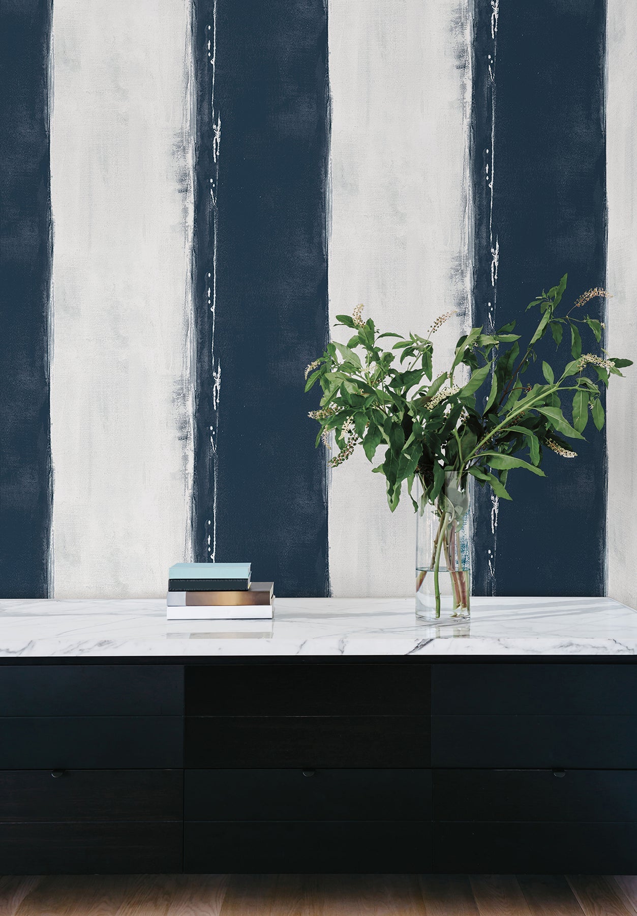 CC1272 Ink Wash Navy Carol Benson Cobb Wallpaper by York Wallcoverings