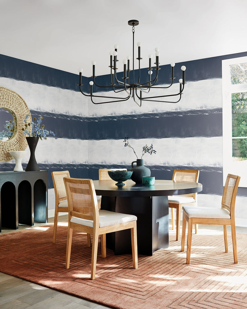 CC1272 Ink Wash Navy Carol Benson Cobb Wallpaper by York Wallcoverings