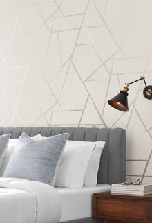 CC1293 Intersect Beige Metallic Carol Benson Cobb Wallpaper by York Wallcoverings