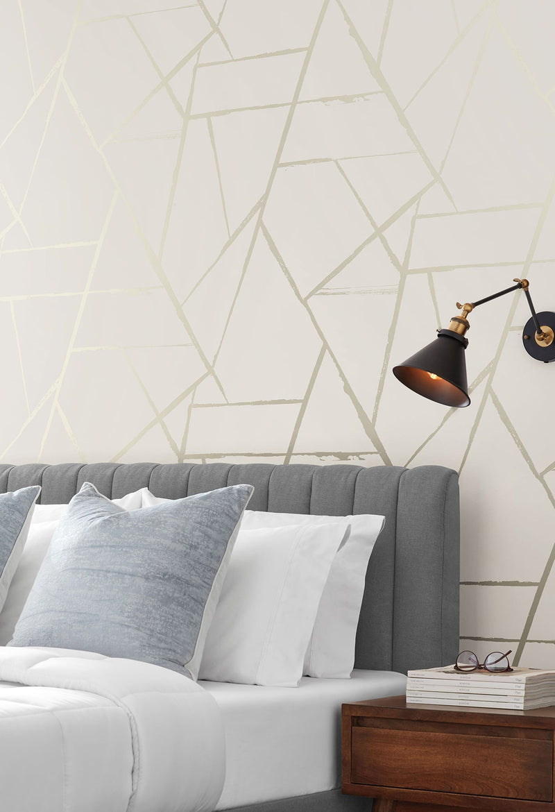 CC1293 Intersect Beige Metallic Carol Benson Cobb Wallpaper by York Wallcoverings