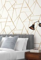 CC1294 Intersect Gold Metallic Carol Benson Cobb Wallpaper by York Wallcoverings