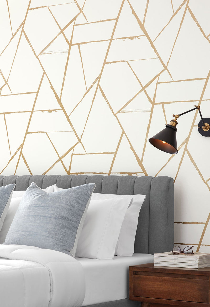 CC1294 Intersect Gold Metallic Carol Benson Cobb Wallpaper by York Wallcoverings