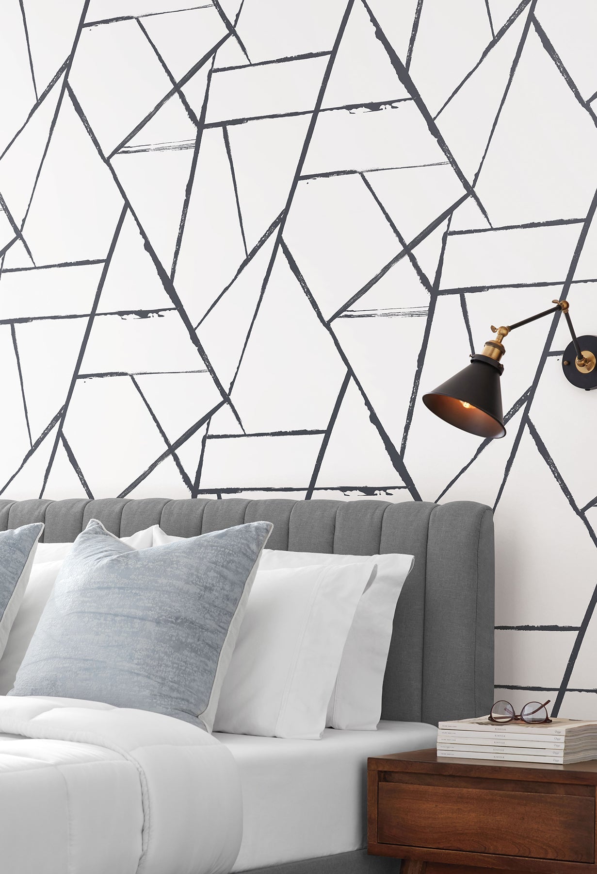 CC1295 Intersect Black Carol Benson Cobb Wallpaper by York Wallcoverings