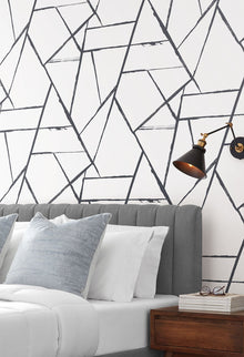 CC1295 Intersect Black Carol Benson Cobb Wallpaper by York Wallcoverings