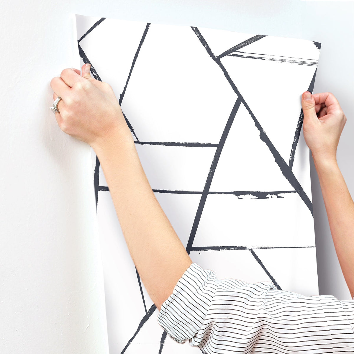 CC1295 Intersect Black Carol Benson Cobb Wallpaper by York Wallcoverings