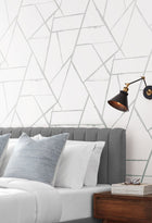 CC1296 Intersect Silver Metallic Carol Benson Cobb Wallpaper by York Wallcoverings