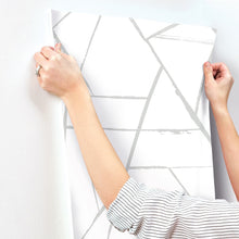 CC1296 Intersect Silver Metallic Carol Benson Cobb Wallpaper by York Wallcoverings