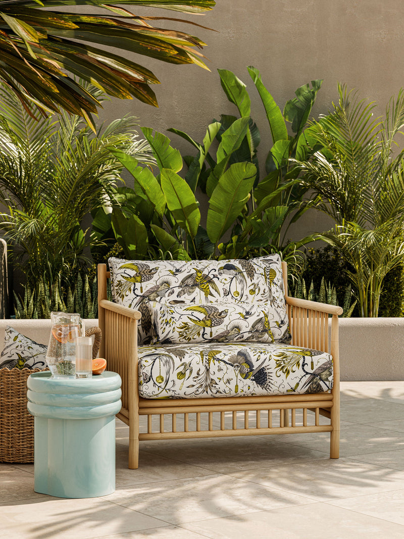 CCF086403 Audubon Indoor Outdoor Gold Emma J Shipley Indoor Outdoor Wild Escape Fabric by Clarke & Clarke