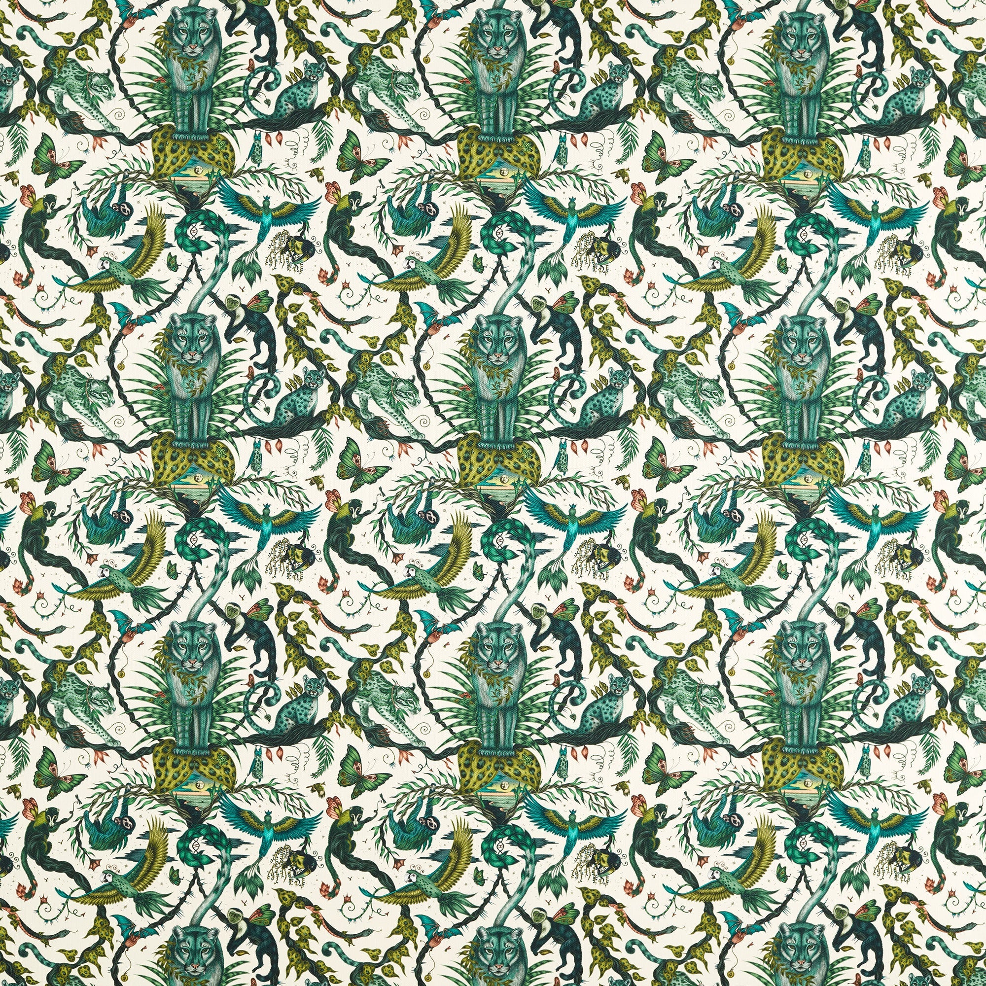 CCF086502 Bosque Dreams Indoor Outdoor Jungle Emma J Shipley Indoor Outdoor Wild Escape Fabric by Clarke & Clarke