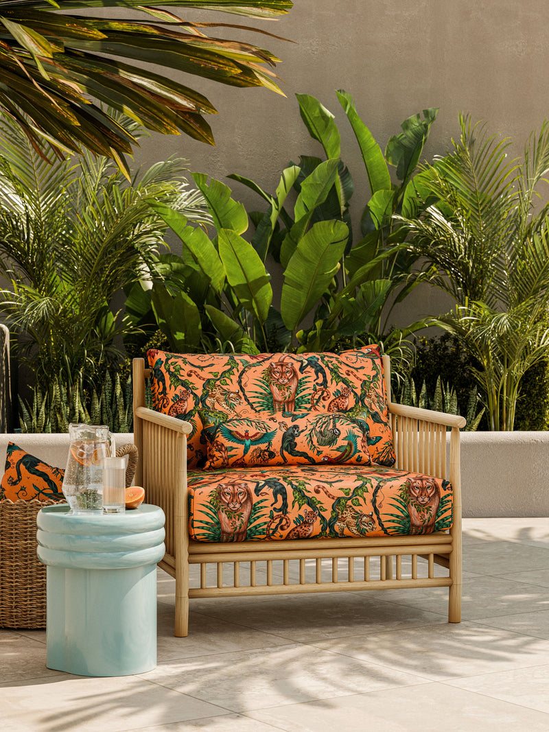 CCF086503 Bosque Dreams Indoor Outdoor Coral Emma J Shipley Indoor Outdoor Wild Escape Fabric by Clarke & Clarke