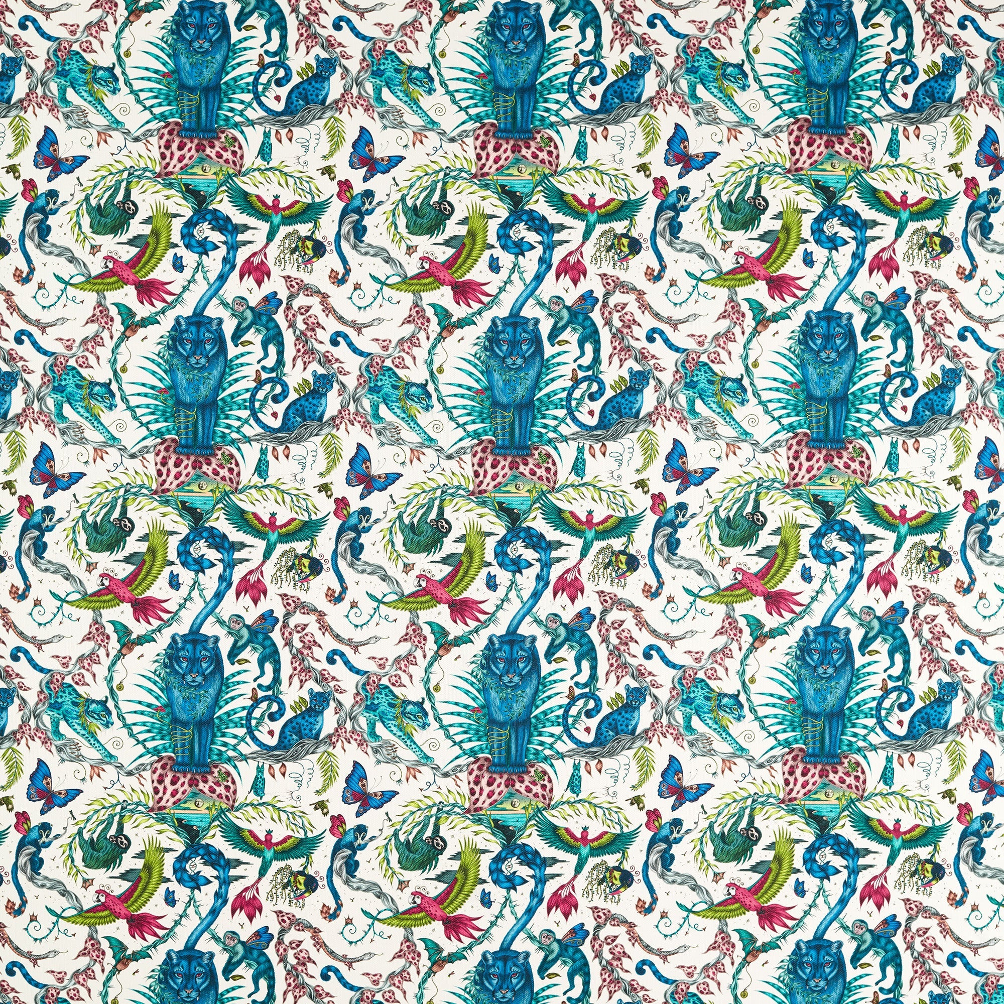 CCF086504 Bosque Dreams Indoor Outdoor Multi Emma J Shipley Indoor Outdoor Wild Escape Fabric by Clarke & Clarke