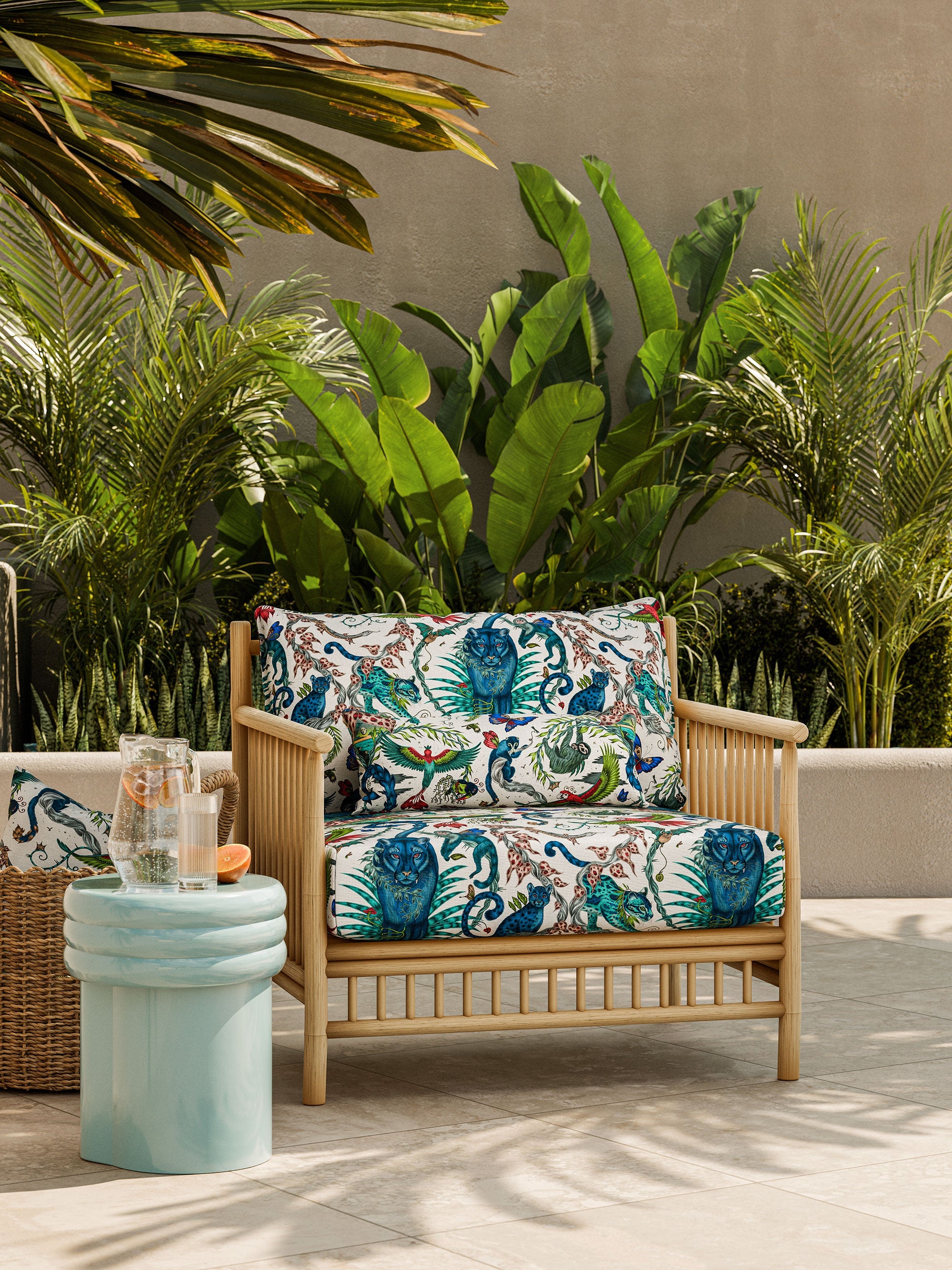 CCF086504 Bosque Dreams Indoor Outdoor Multi Emma J Shipley Indoor Outdoor Wild Escape Fabric by Clarke & Clarke