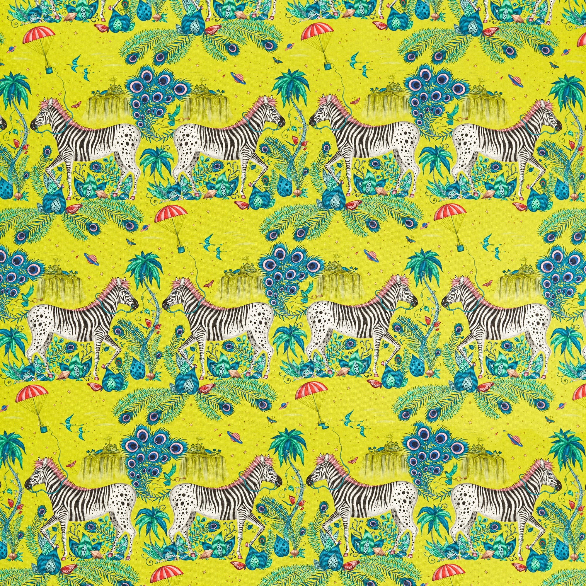 CCF086701 Lost World Indoor Outdoor Lime Emma J Shipley Indoor Outdoor Wild Escape Fabric by Clarke & Clarke