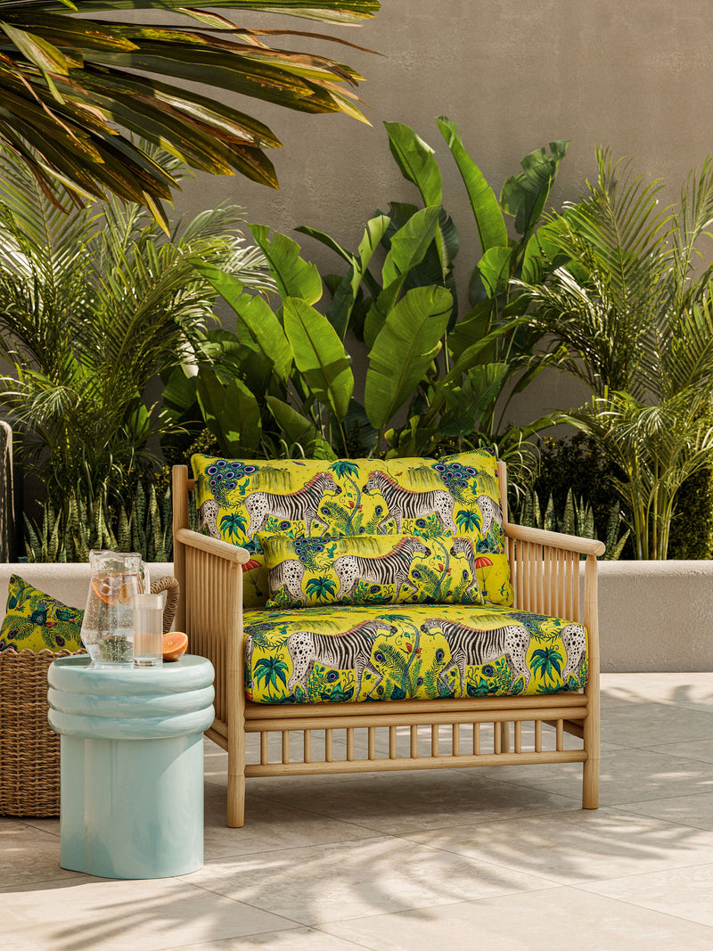 CCF086701 Lost World Indoor Outdoor Lime Emma J Shipley Indoor Outdoor Wild Escape Fabric by Clarke & Clarke