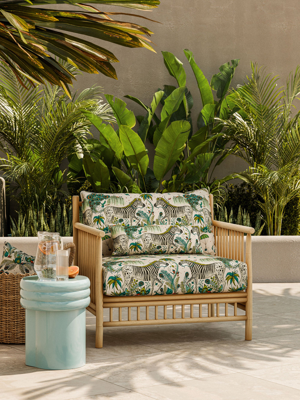 Lost World Indoor Outdoor Green Emma J Shipley Indoor Outdoor Wild Escape Fabric by Clarke & Clarke