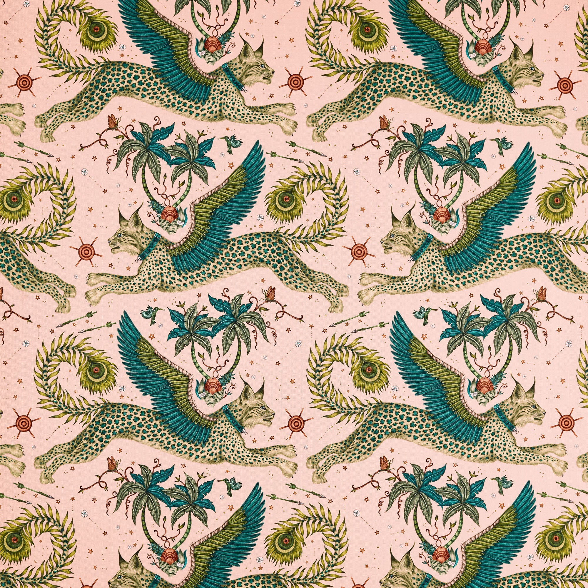 CCF086801 Lynx Indoor Outdoor Pink Emma J Shipley Indoor Outdoor Wild Escape Fabric by Clarke & Clarke
