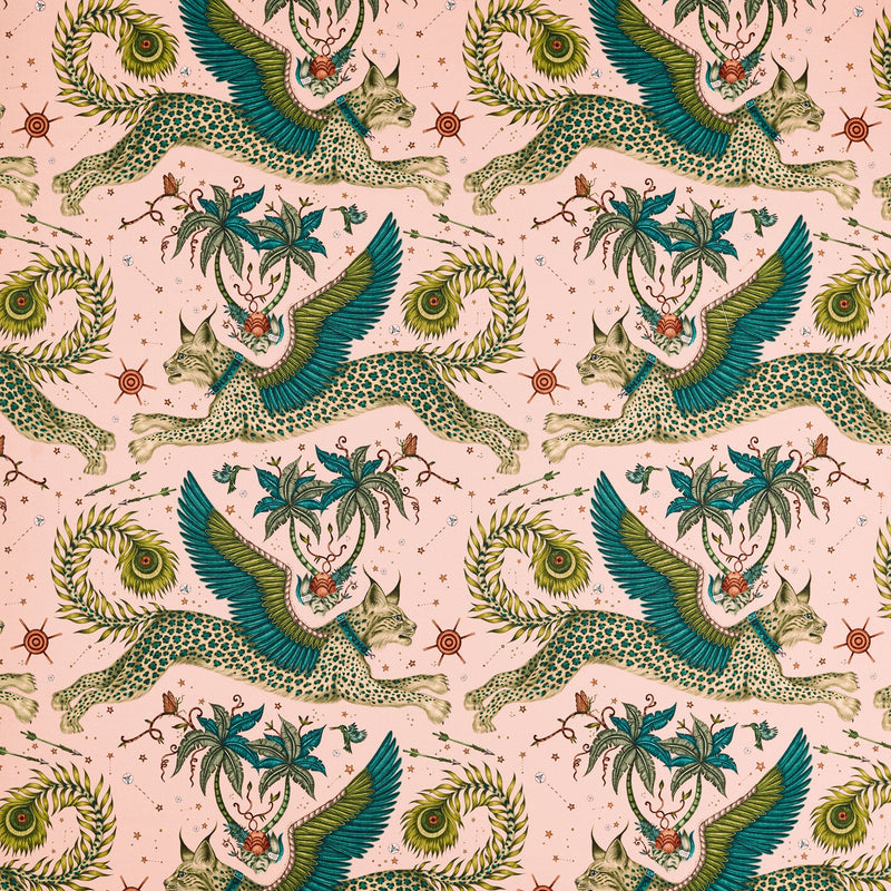 CCF086801 Lynx Indoor Outdoor Pink Emma J Shipley Indoor Outdoor Wild Escape Fabric by Clarke & Clarke