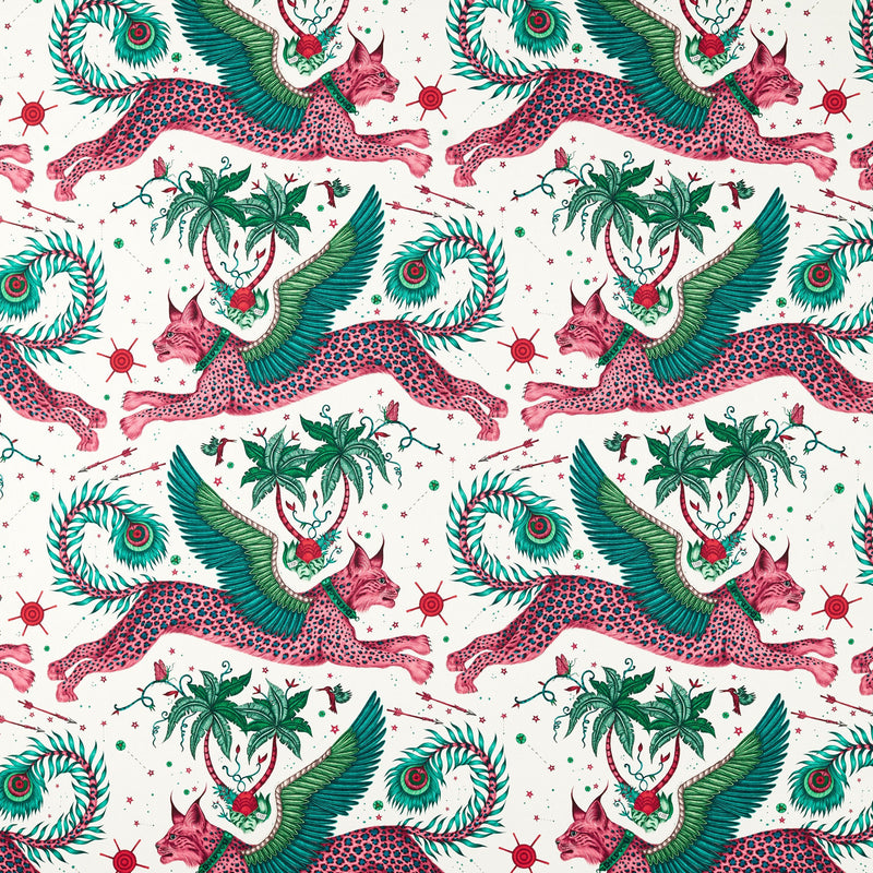 CCF086803 Lynx Indoor Outdoor Green Emma J Shipley Indoor Outdoor Wild Escape Fabric by Clarke & Clarke