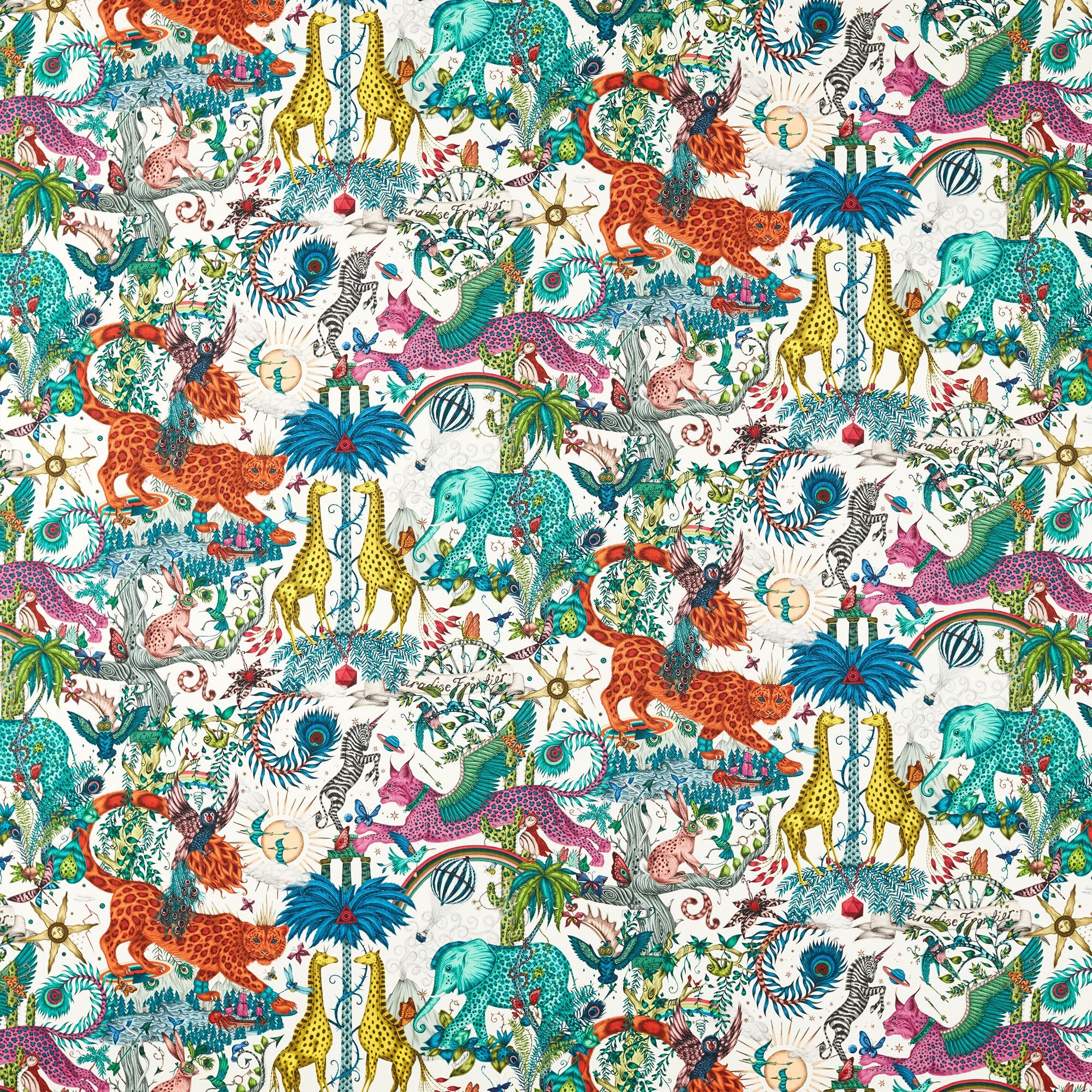 CCF086902 Paradise Lost Indoor Outdoor IVory Emma J Shipley Indoor Outdoor Wild Escape Fabric by Clarke & Clarke