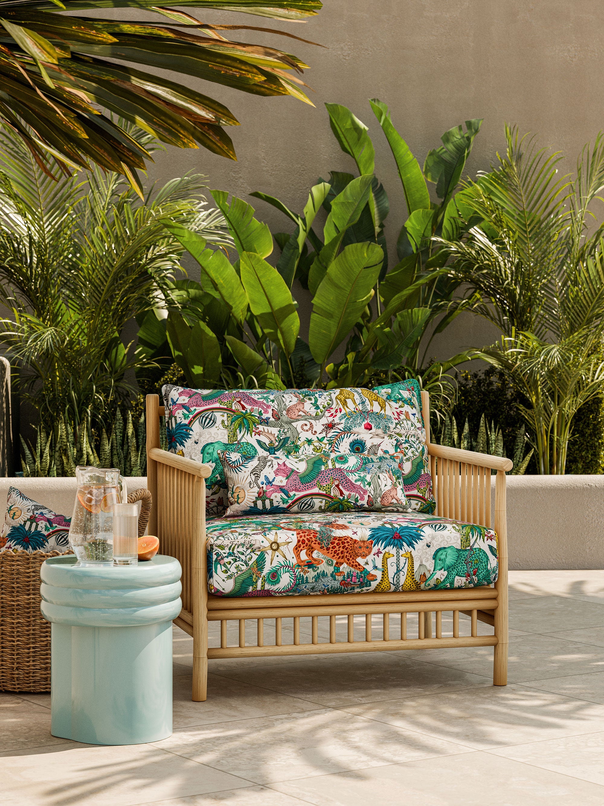 CCF086902 Paradise Lost Indoor Outdoor IVory Emma J Shipley Indoor Outdoor Wild Escape Fabric by Clarke & Clarke