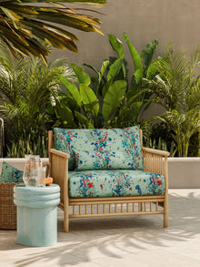CCF087001 Seaforest Indoor Outdoor Aqua Emma J Shipley Indoor Outdoor Wild Escape Fabric by Clarke & Clarke