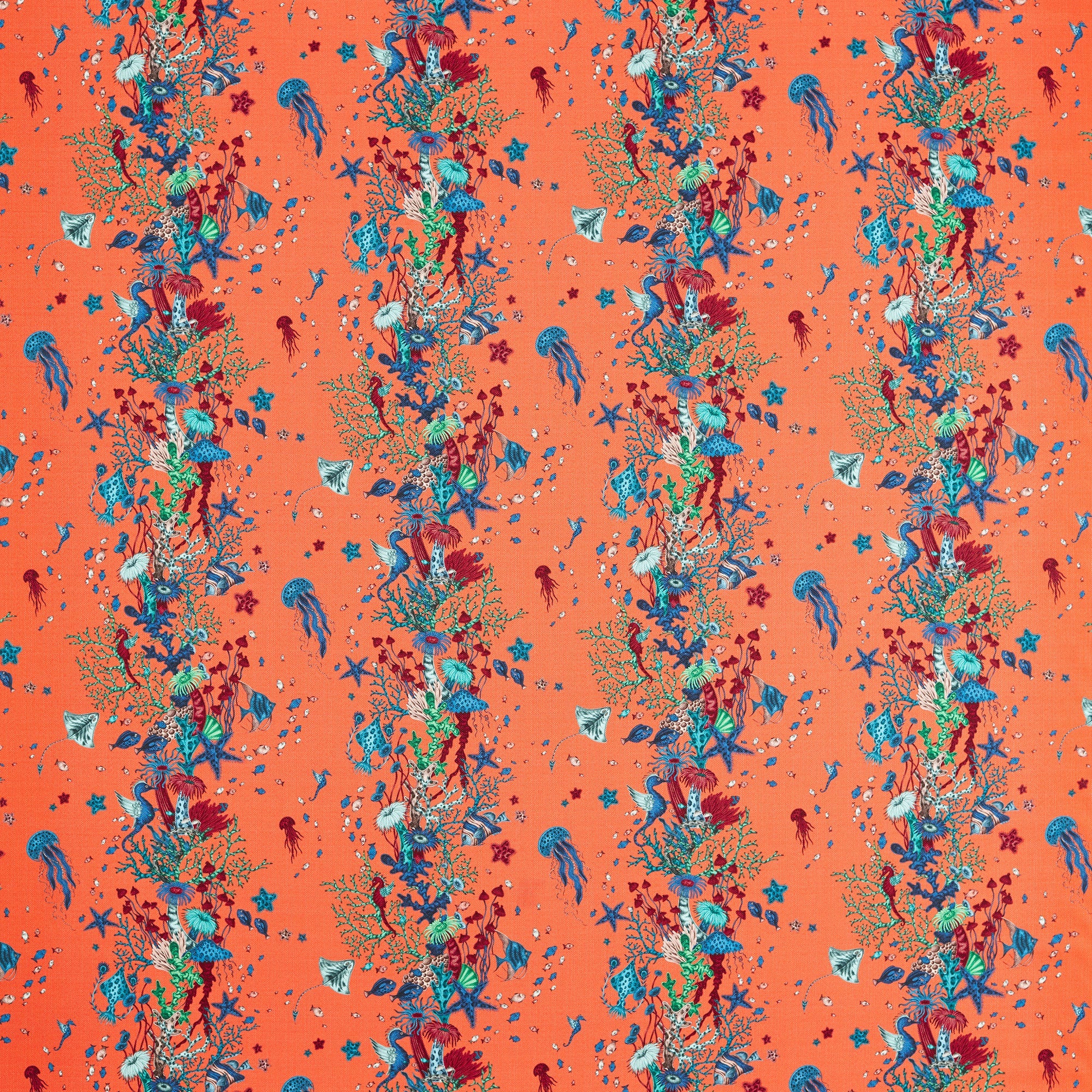 CCF087002 Seaforest Indoor Outdoor Peach Emma J Shipley Indoor Outdoor Wild Escape Fabric by Clarke & Clarke