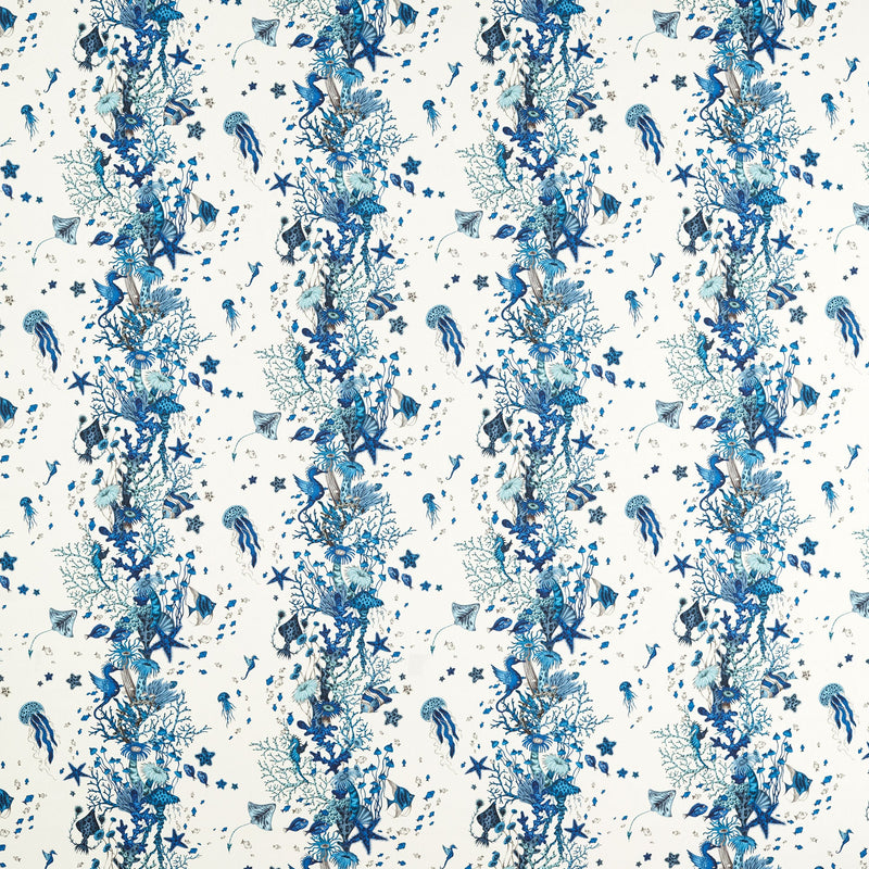 CCF087004 Seaforest Indoor Outdoor Blue Emma J Shipley Indoor Outdoor Wild Escape Fabric by Clarke & Clarke