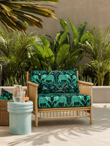 CCF087101 Zambezi Indoor Outdoor Teal Emma J Shipley Indoor Outdoor Wild Escape Fabric by Clarke & Clarke