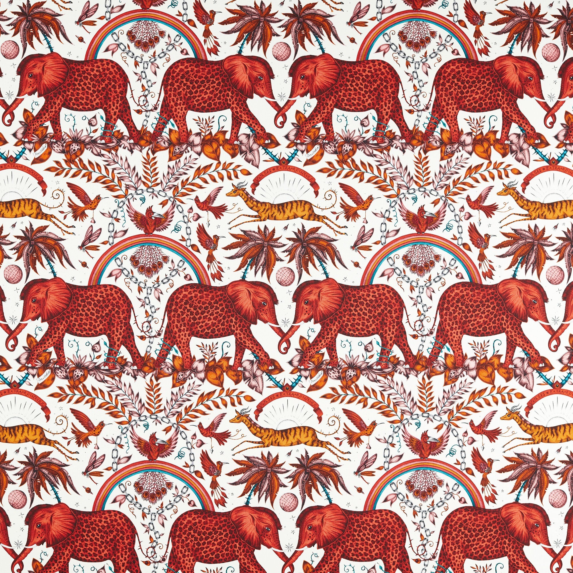 CCF087103 Zambezi Indoor Outdoor Flame Emma J Shipley Indoor Outdoor Wild Escape Fabric by Clarke & Clarke