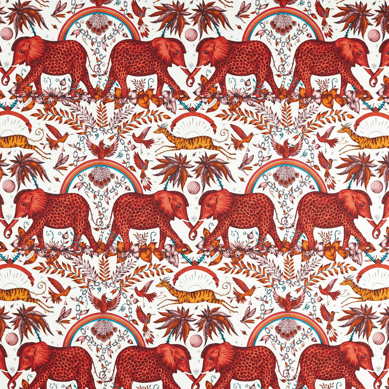 CCF087103 Zambezi Indoor Outdoor Flame Emma J Shipley Indoor Outdoor Wild Escape Fabric by Clarke & Clarke
