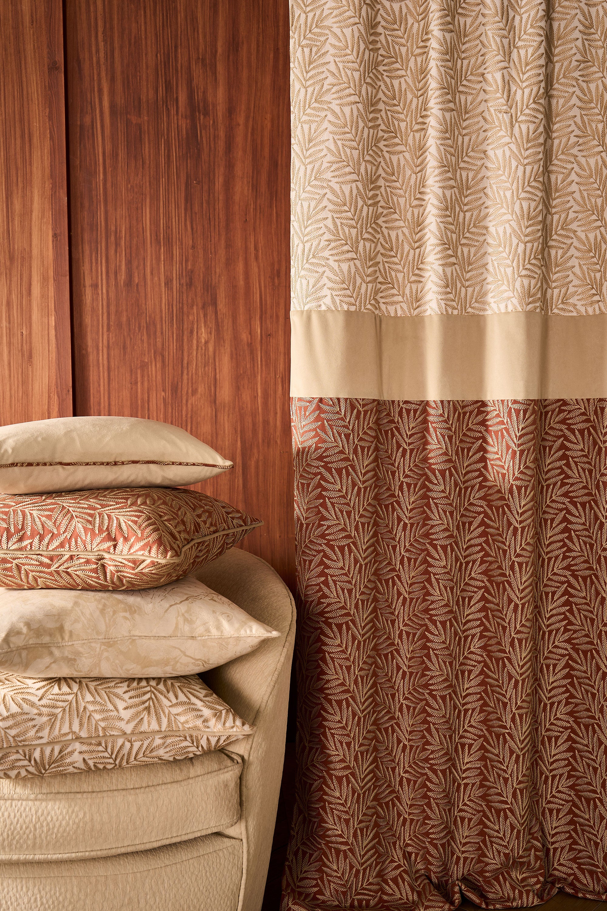 CCF0881-01 VIrgata Cinnamon Expressions Fabric by Clarke & Clarke