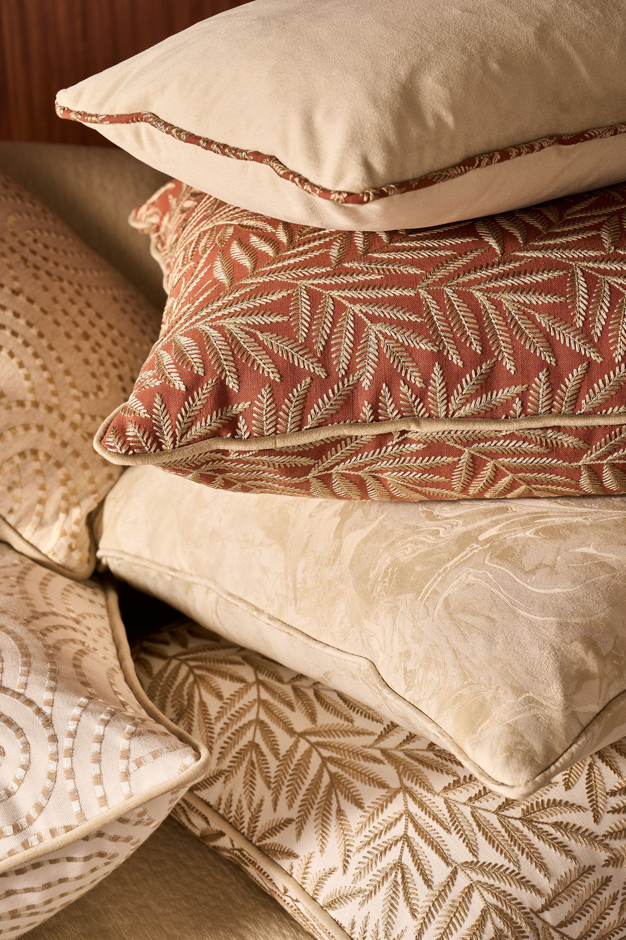 CCF0881-01 VIrgata Cinnamon Expressions Fabric by Clarke & Clarke