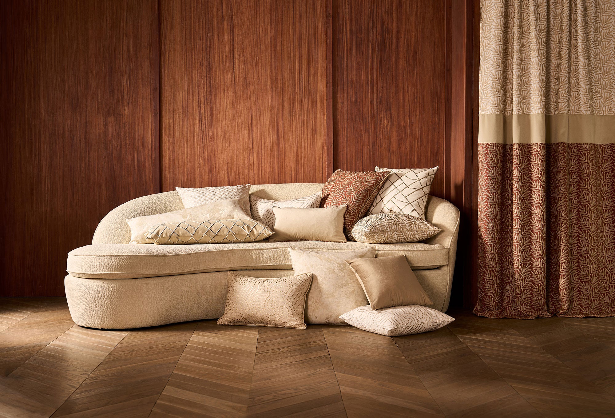 CCF0881-01 VIrgata Cinnamon Expressions Fabric by Clarke & Clarke